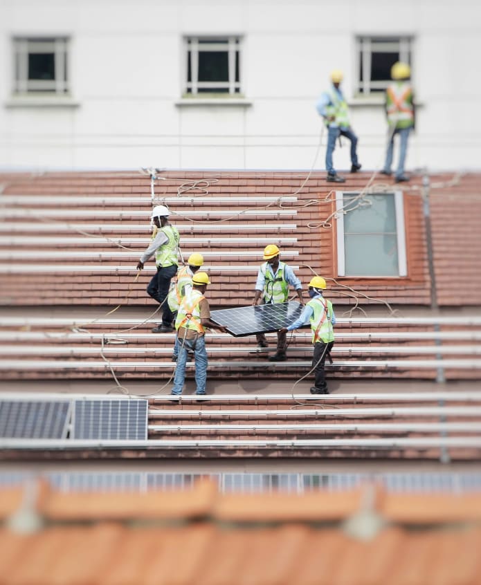 Solar professionals working