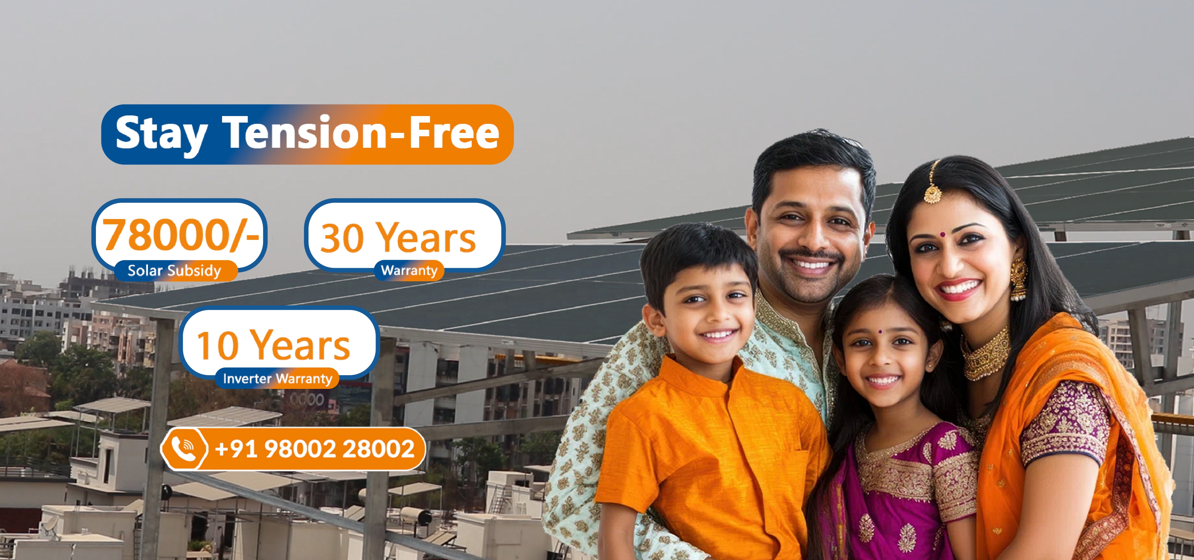 Residential solar subsidy and warranty banner